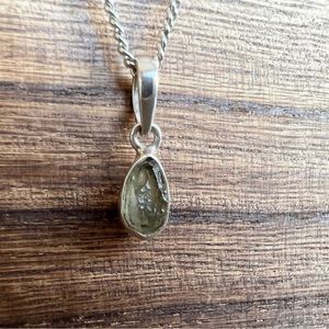 Authentic Moldavite Pendant and Necklace, .925 Sterling
